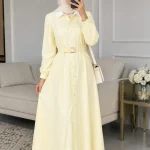 Robe Zouhour Avec Ceinture - Jaune