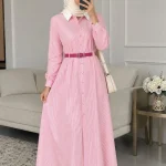 Robe Zouhour Avec Ceinture - Rouge