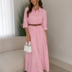Robe chemise chic - Rose